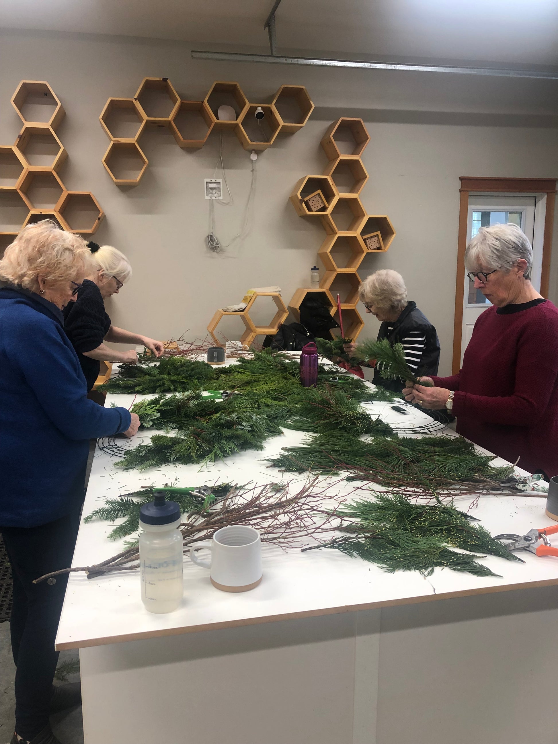 Holiday wreath making in Metchosin