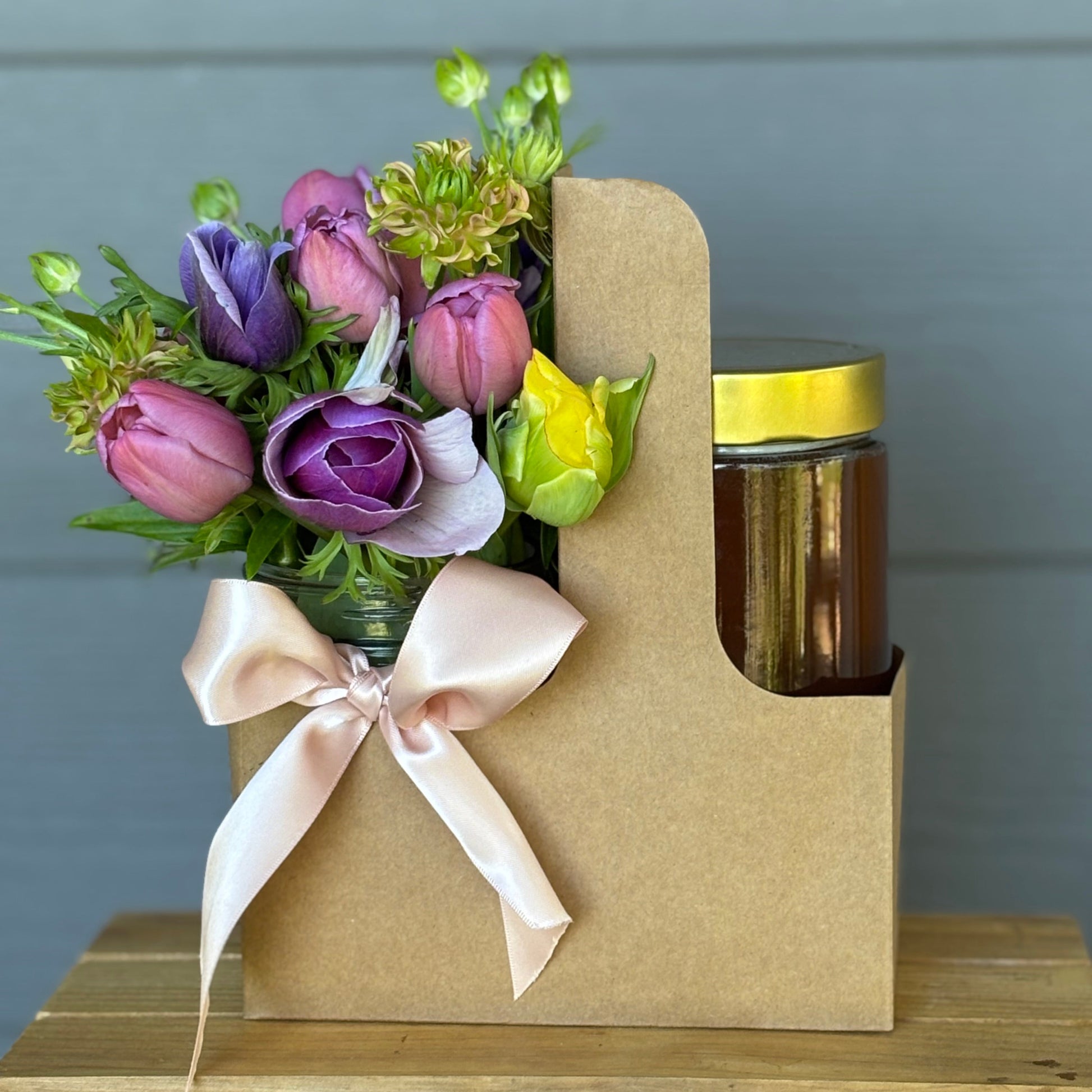Mother's Day Flowers and Honey Gift Pack