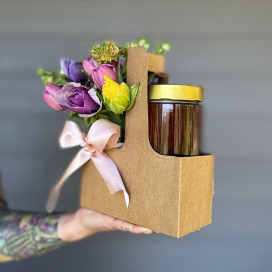 Mother's Day Flowers and Honey Gift Pack